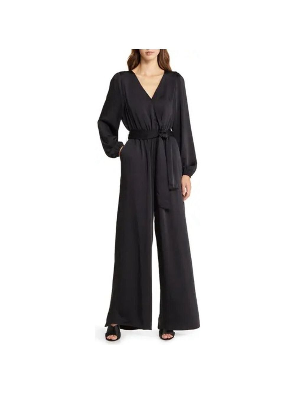 2 Saints Black V Neck Long Sleeve Jumpsuit Small